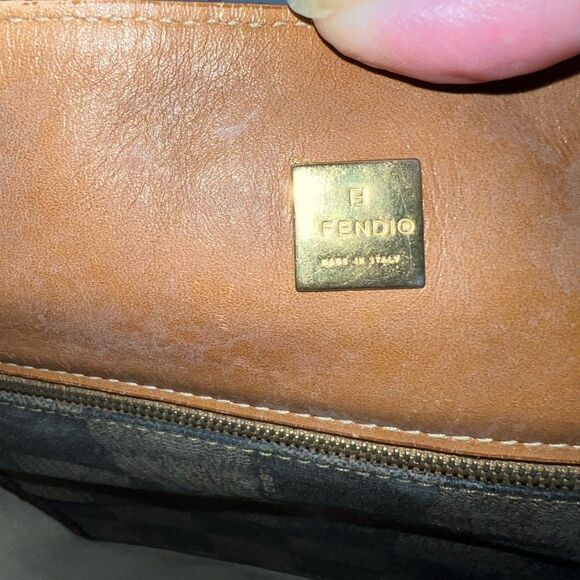 Fendi Vintage RARE Brown Checkered Box Short Handle Tote - Picture 9 of 16